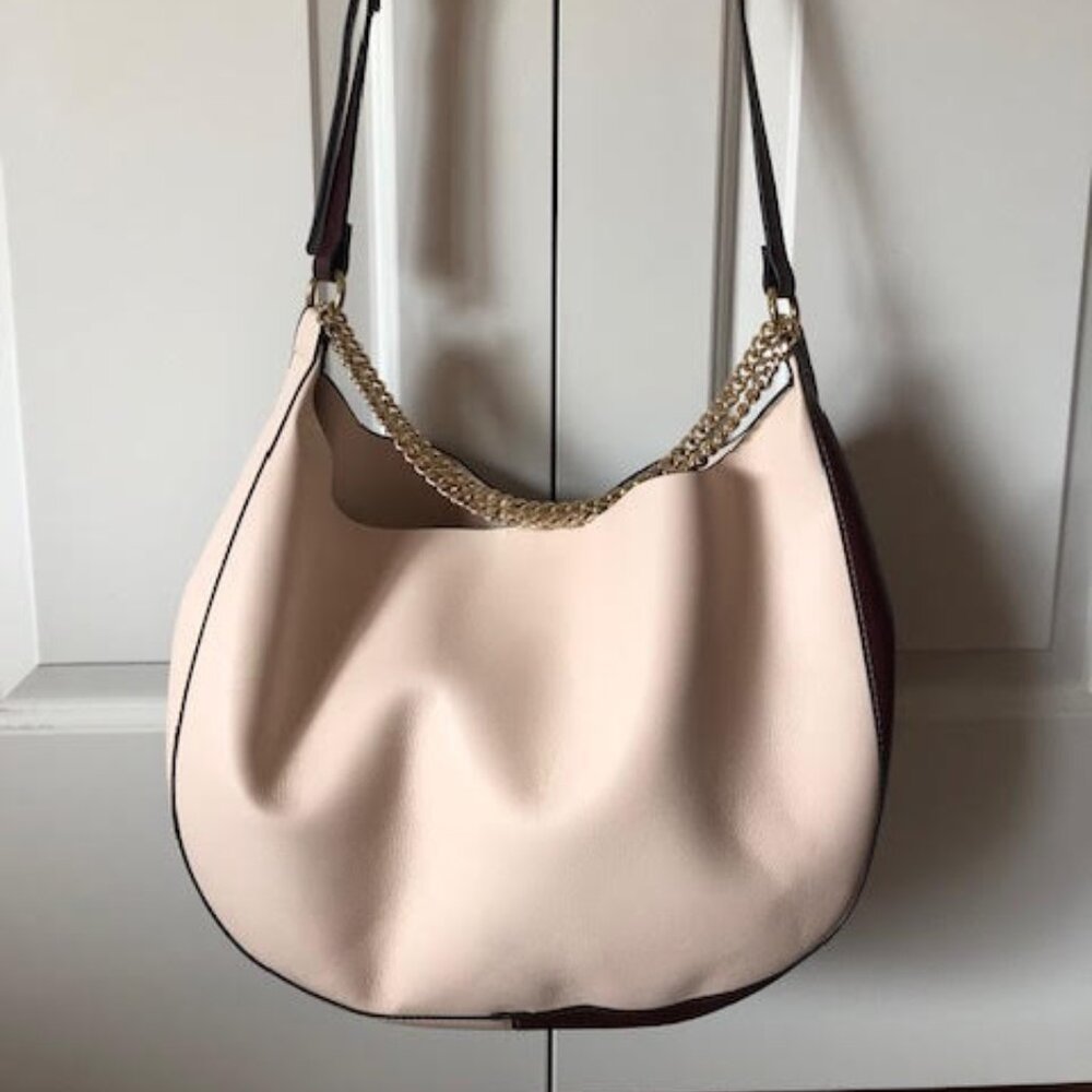 NWOT Zara two-toned cream and burgundy tote bag